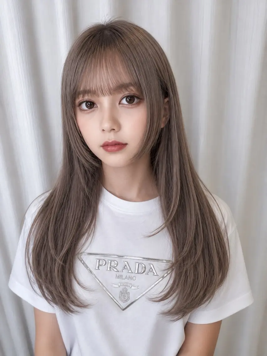 ロング カラー ベージュカラー ショコラベージュ ハイレイヤー レイヤーカット ロング カット ヘアカラー トリートメント 【デザインカラー】 南堀江 宇都宮のヘアスタイル