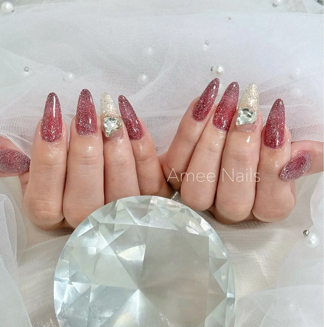 ネイル オーロラネイル クリアネイル フラッシュネイル ジェルネイル グラデーション Amee Nail Salonのネイルデザイン