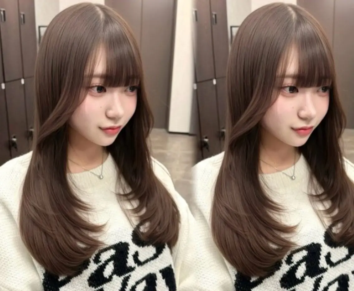 セミロング ヘアカラー sense. みなとのヘアスタイル