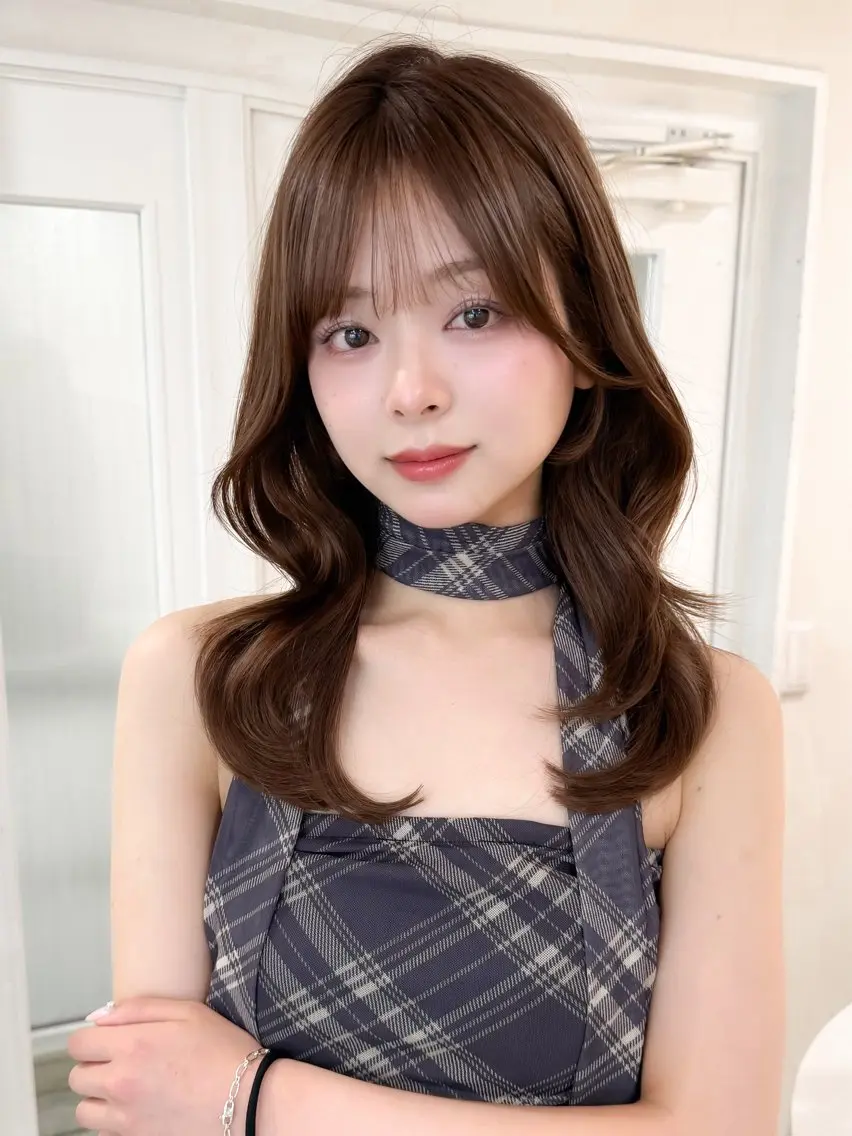 ミディアム カラー バレイヤージュ ベージュカラー ブリーチ ケアブリーチ ダブルカラー カット ヘアカラー トリートメント ミディアム/顔周り/ ベージュ🌼mayuのヘアスタイル