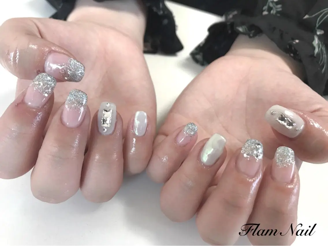 ネイル ラメ(グリッター) ミラーネイル Flam Nailのネイルデザイン