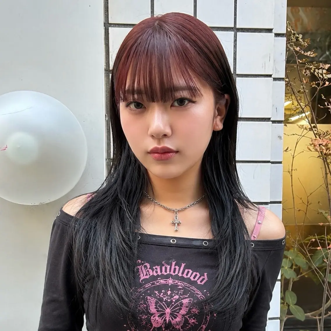 ロング 顔まわりレイヤー 顔周りカット ハッシュカット 韓国風ヘア レイヤーカット カット ヘアカラー トリートメント ハイトーン/レイヤー カット/TAKEのヘアスタイル