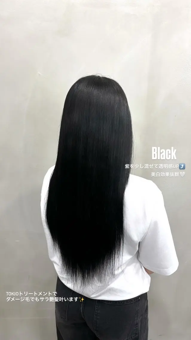 ロング カラー 黒髪 透明感カラー トリートメント ヘアカラー 糸井 ゆまのヘアスタイル