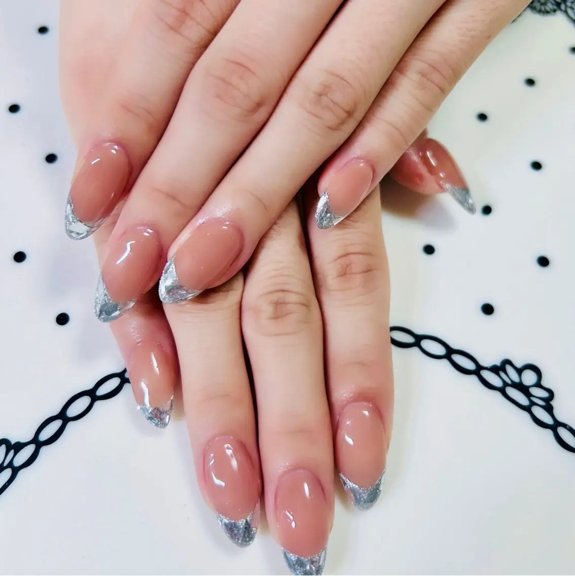 🌸ガラスフレンチ【ベースカラー付き、オフ込み】の写真