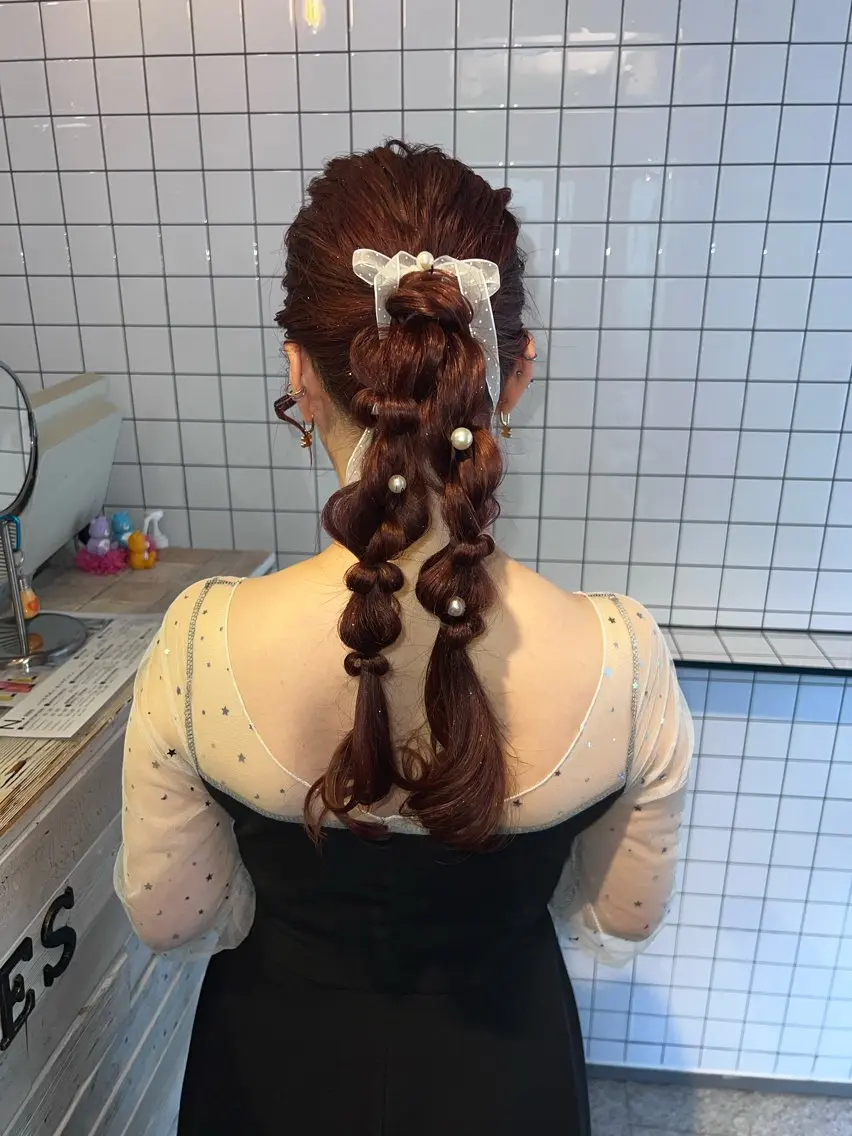 ヘアアレンジ 結婚式・ブライダル ヘアセット 個性的カラー ☆≡ねねのヘアスタイル