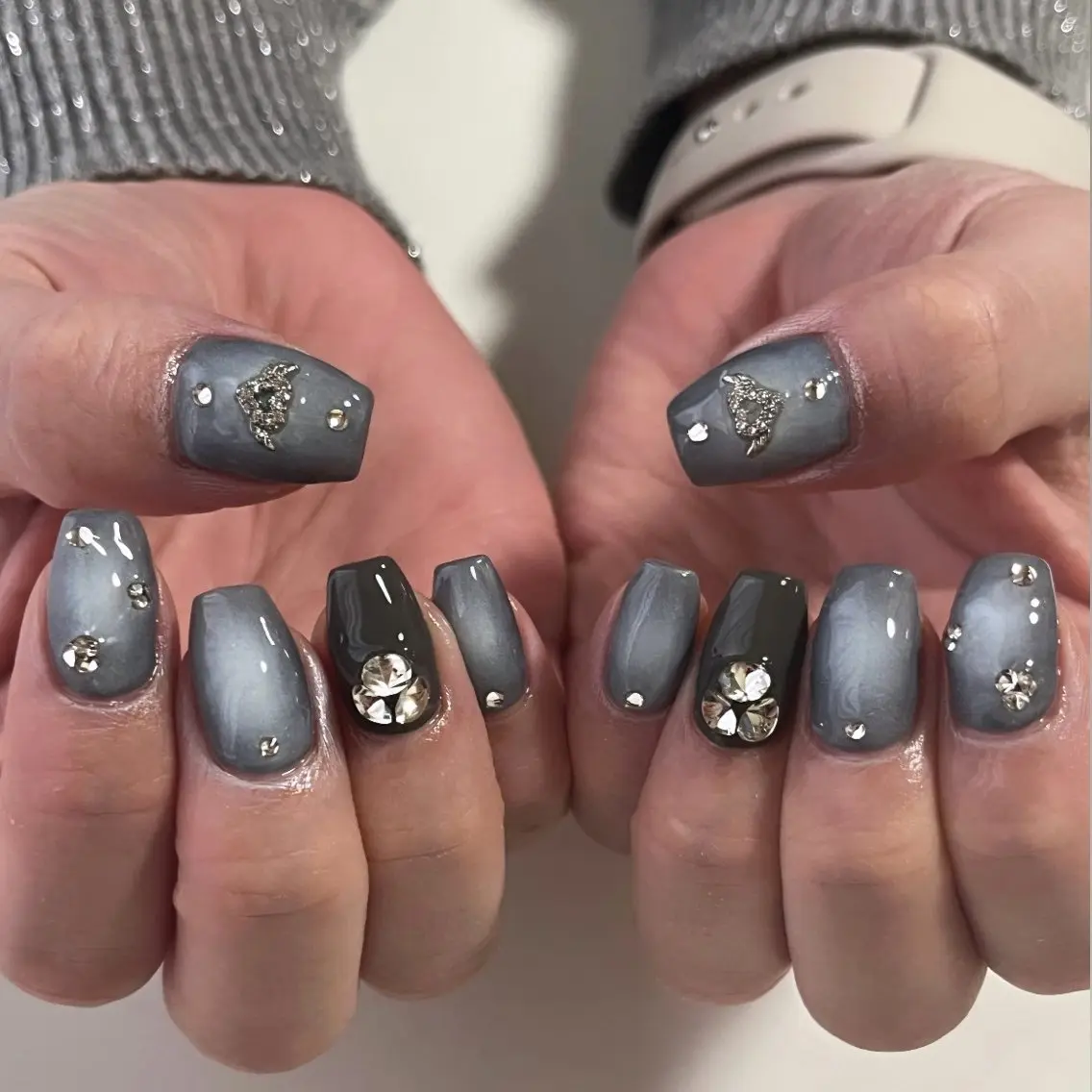 ネイル ハート ストーンネイル ハンドネイル Mizuki nailのネイルデザイン