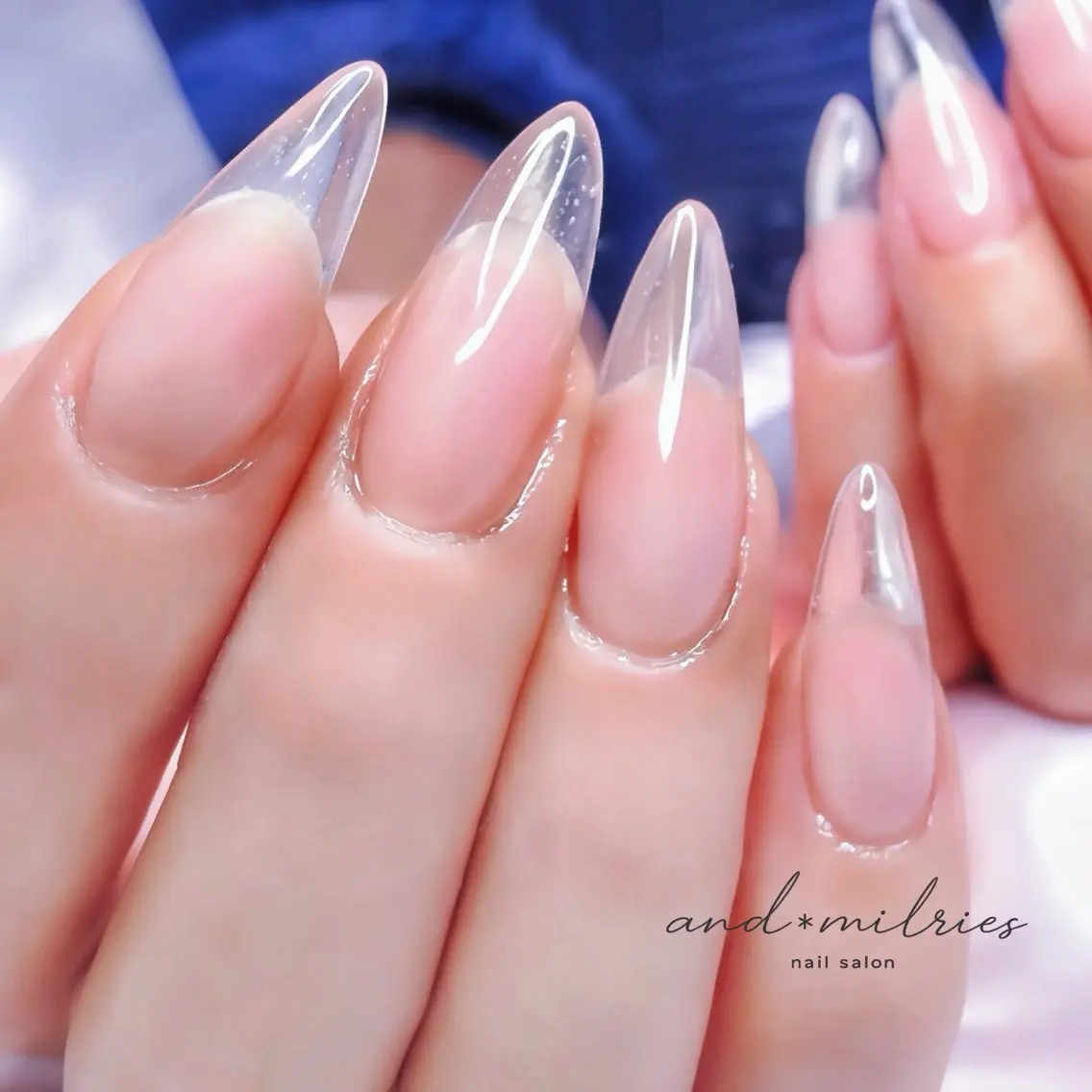 ネイル アートネイル クリアネイル 長さ出し スカルプネイル and* milriesのネイルデザイン