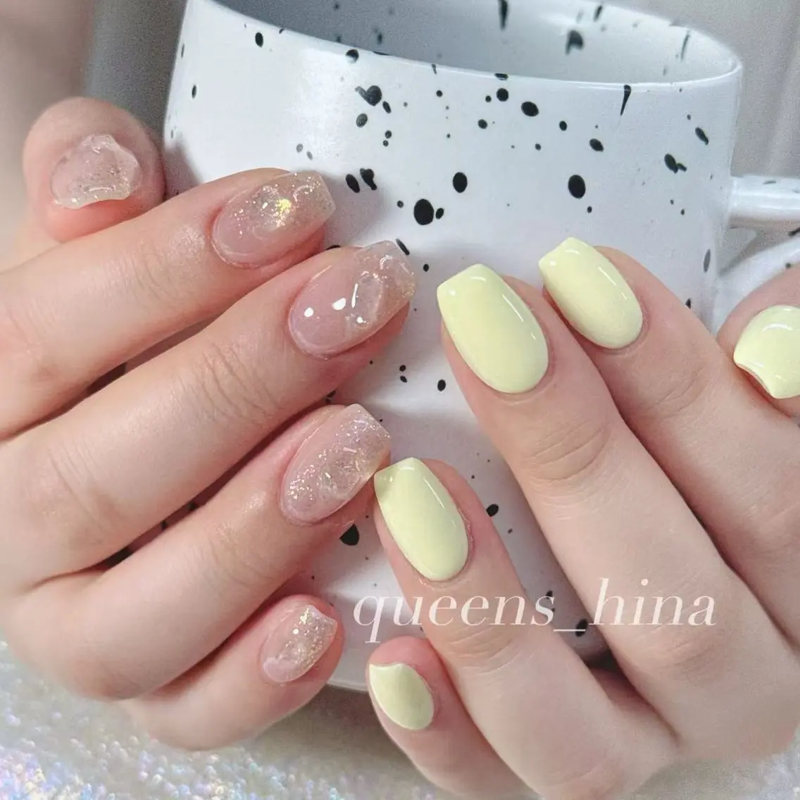 ネイル クリアネイル ジェルネイル マグネットネイル 持ち込み パラジェル ハンドネイル Queens マオのネイルデザイン