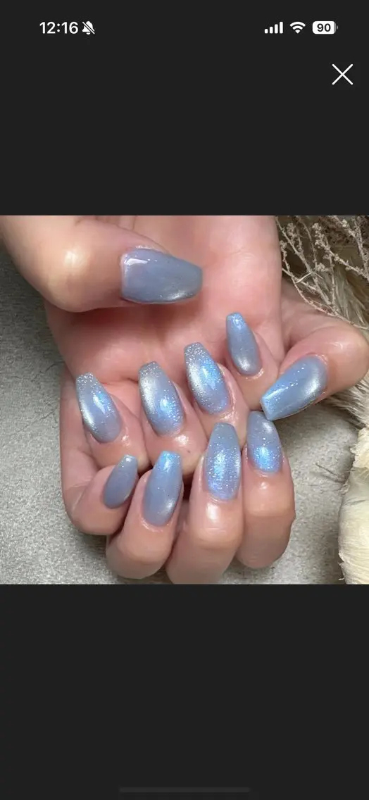 ネイル ブルー ジェルネイル マグネットネイル 持ち込み ニュアンスネイル Pooky nailsのネイルデザイン