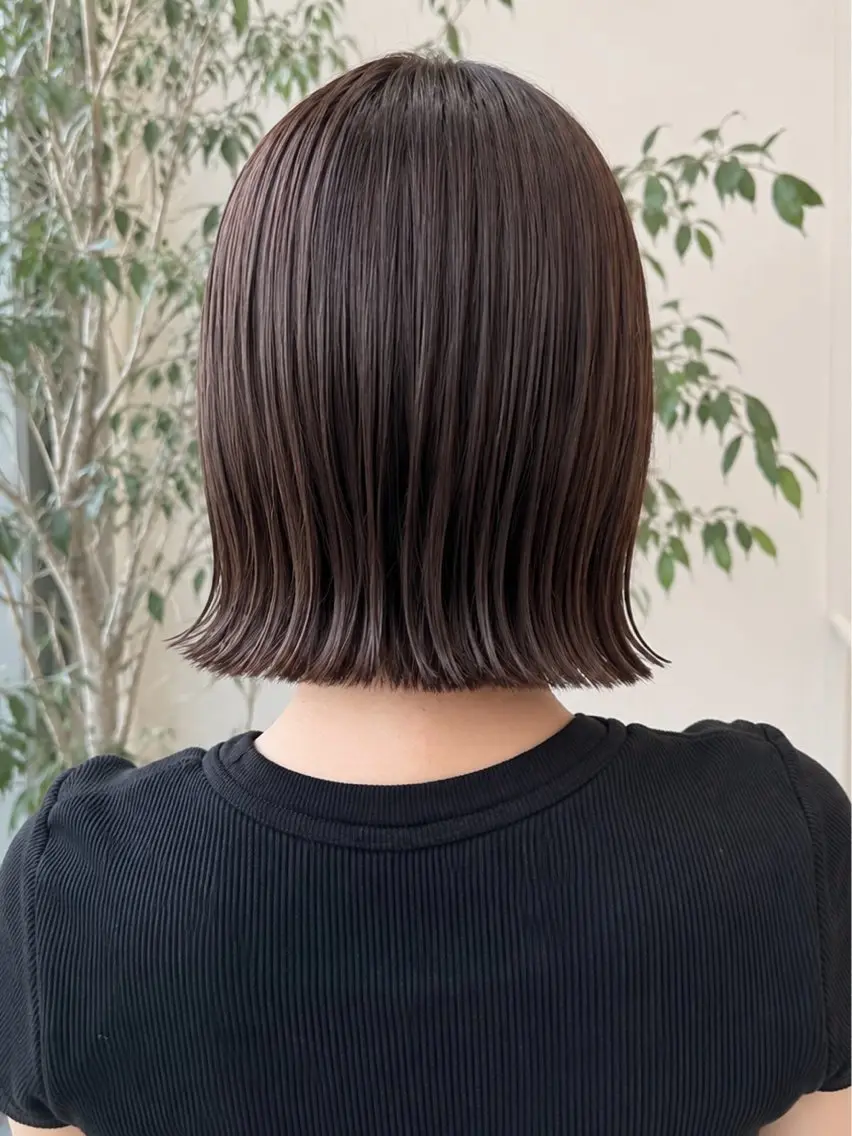 ミディアム カラー カット ヘアカラー トリートメント 角岡 真帆/ボブ/髪質改善のヘアスタイル