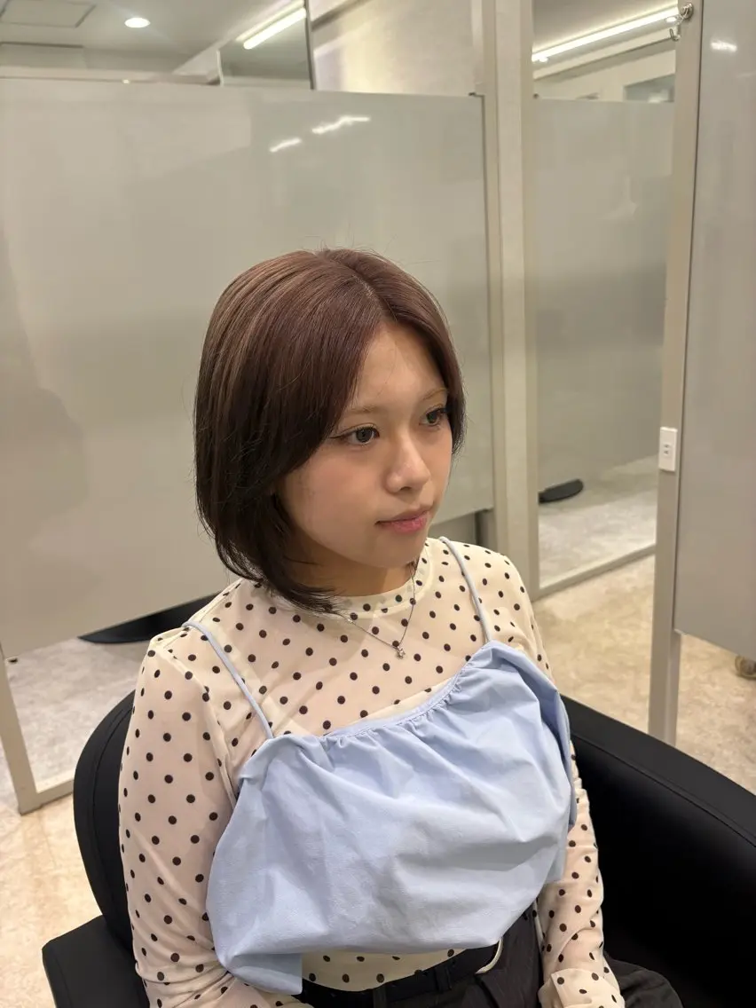 ショート カラー カット 縮毛矯正 よしえ/心斎橋 /中華ワンホンヘアのヘアスタイル