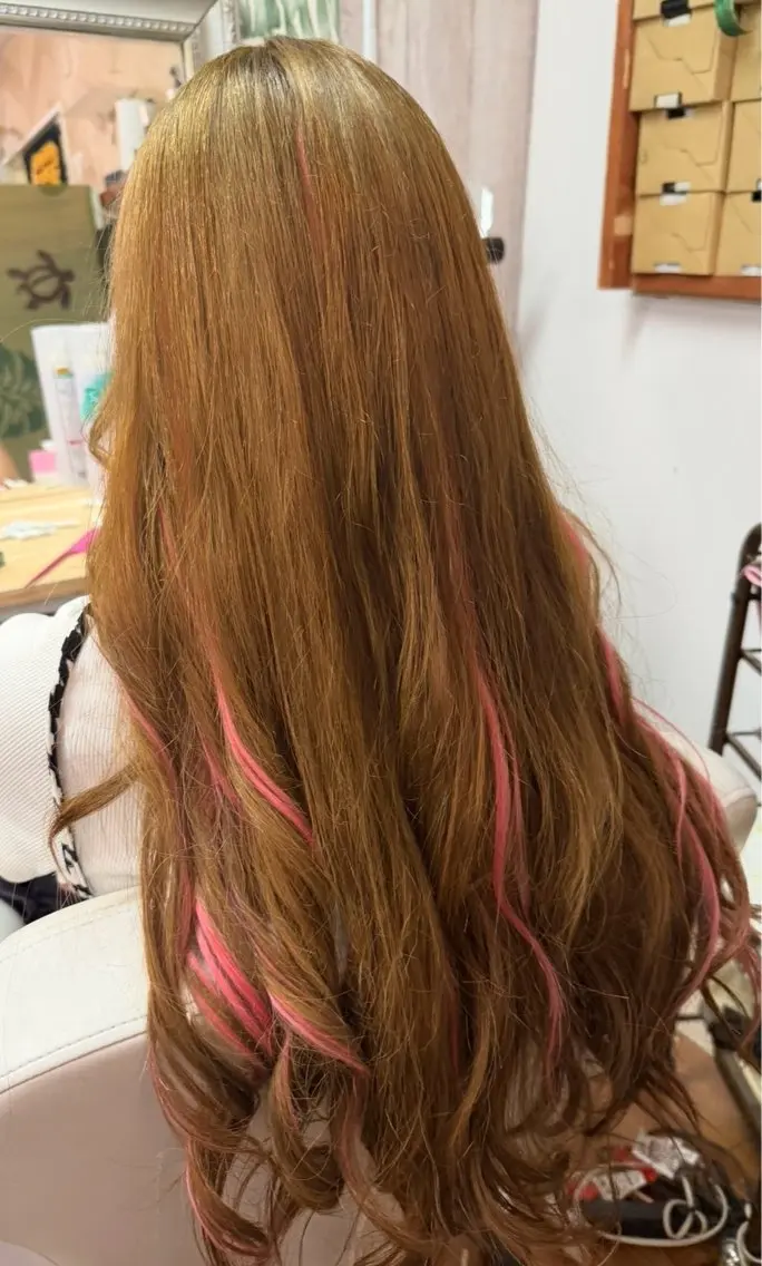 ロング エクステ ヘアカラー エクステ 葵 アオイのヘアスタイル