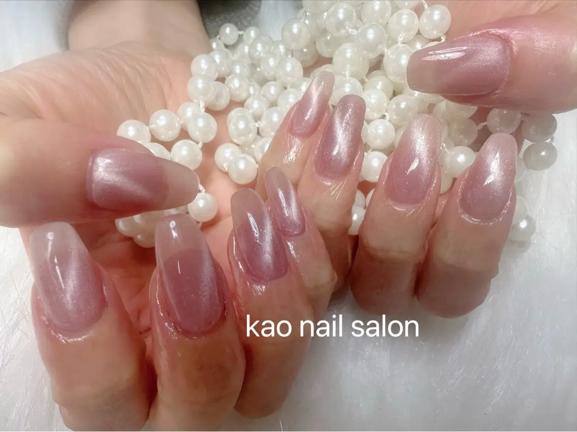 ネイル チークネイル 長さ出し フレンチネイル ジェルネイル ガラスフレンチ ハンドネイル kao nail マグネット/長さだしのネイルデザイン