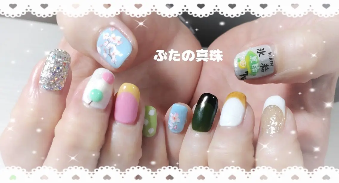ネイル アートネイル 桜ネイル ハンドネイル 林 珠里のネイルデザイン