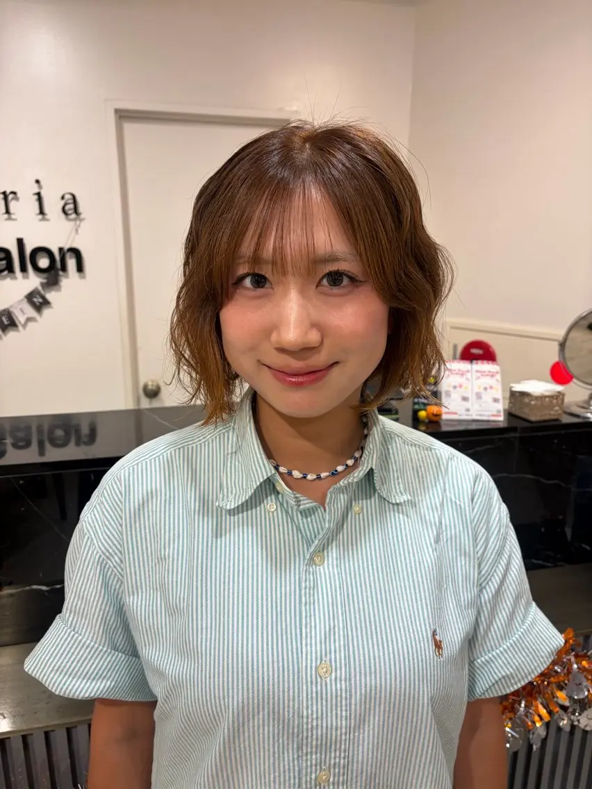 ショート パーマ すみれ🪽‪オリー ブ🌱‬レイヤーボブのヘアスタイル