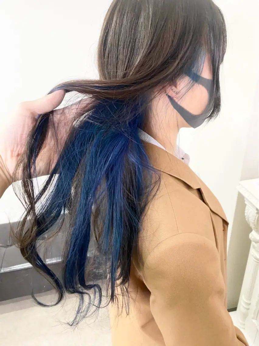 ロング カラー ブリーチ ブルーカラー インナーカラー ヘアカラー 名古屋/髪質改善/ アヤカのヘアスタイル