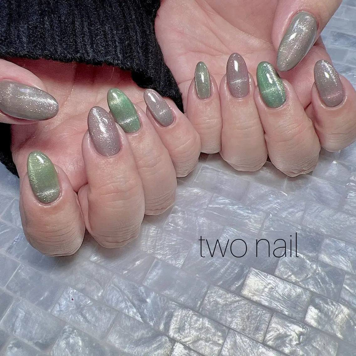 ネイル アートネイル マグネットネイル ネイルチップ ホワイト ハンドネイル two nailのネイルデザイン