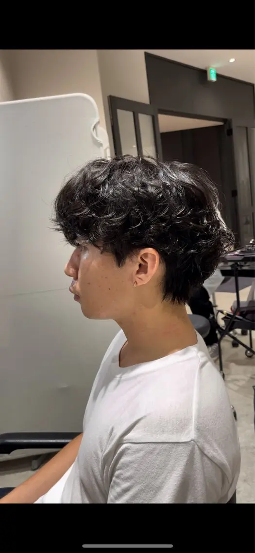 メンズ メンズ韓国風 メンズパーマ 表参道根元ボリューム 縮毛矯正＆毛先カールのヘアスタイル