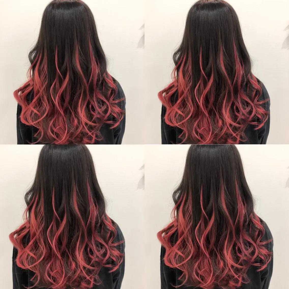 ロング カラー シールエクステ グラデーションカラー レッドカラー エクステ 🌷MAYU 🌷のヘアスタイル