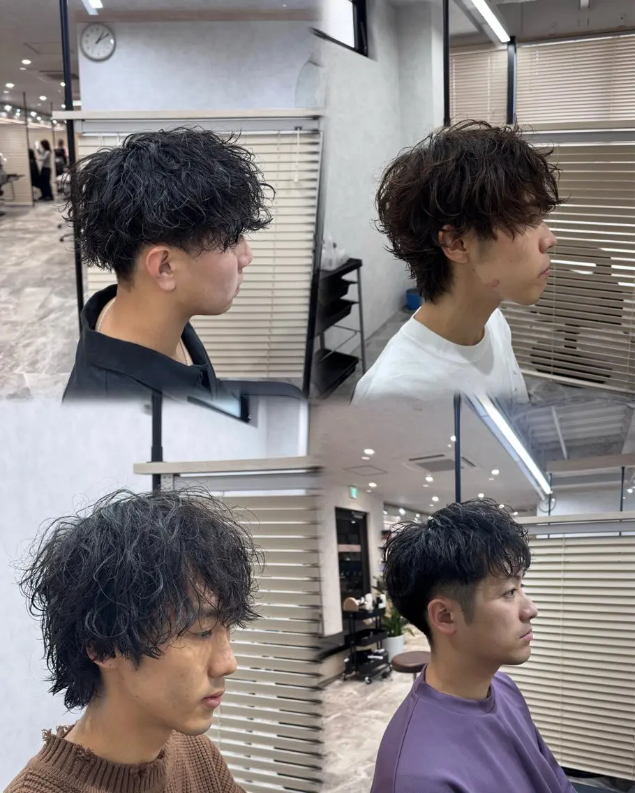 パーマ メンズ アップバング メンズブリーチ マッシュ メンズパーマ ツイストスパイラルパーマ 堀 舜介/メンズカットのヘアスタイル