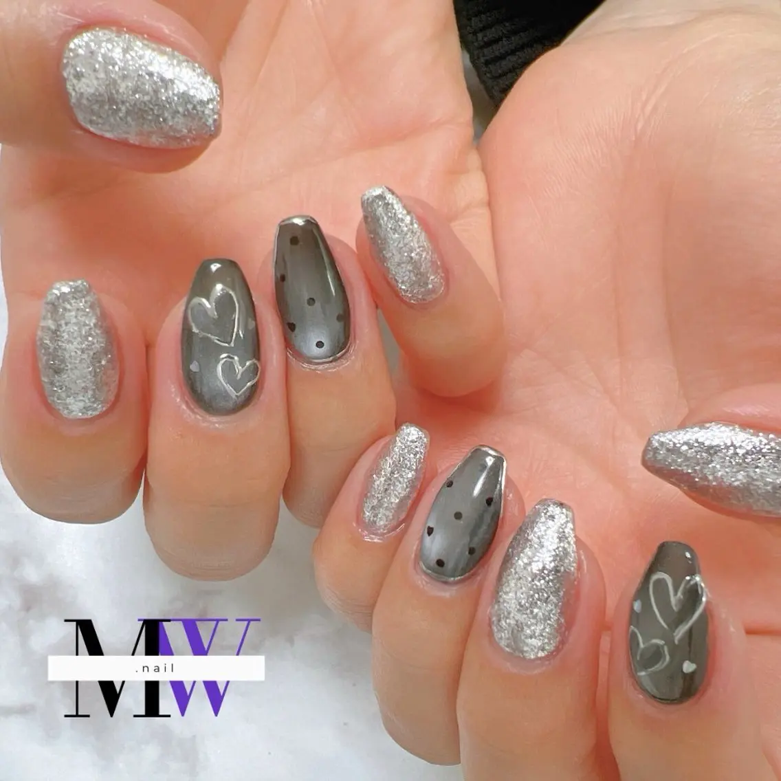 ネイル アートネイル ハート マグネットネイル ハンドネイル MW .nailのネイルデザイン