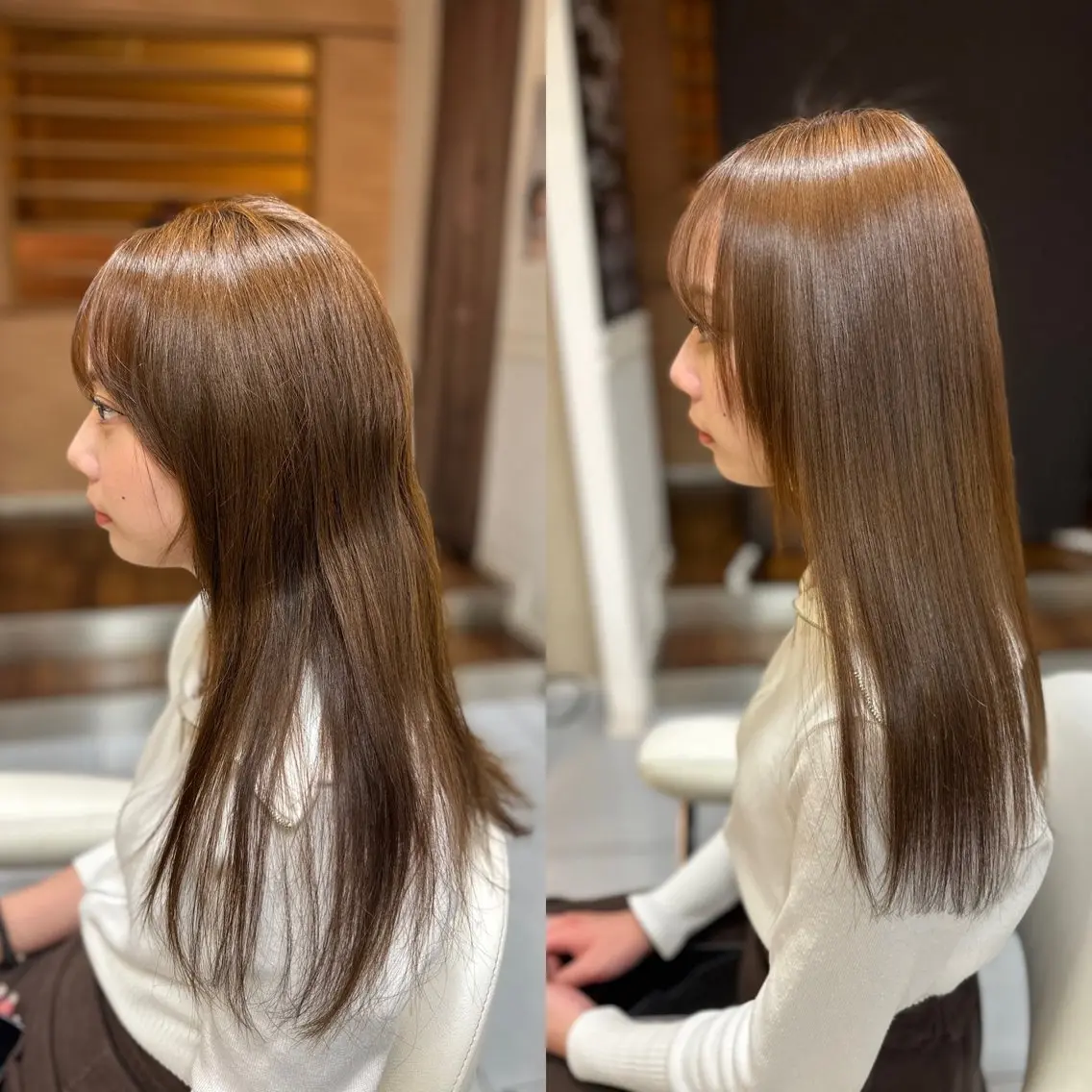 ロング パーマ 縮毛矯正 トリートメント 髪質改善/縮毛矯正 /レイヤーカット岡部のヘアスタイル