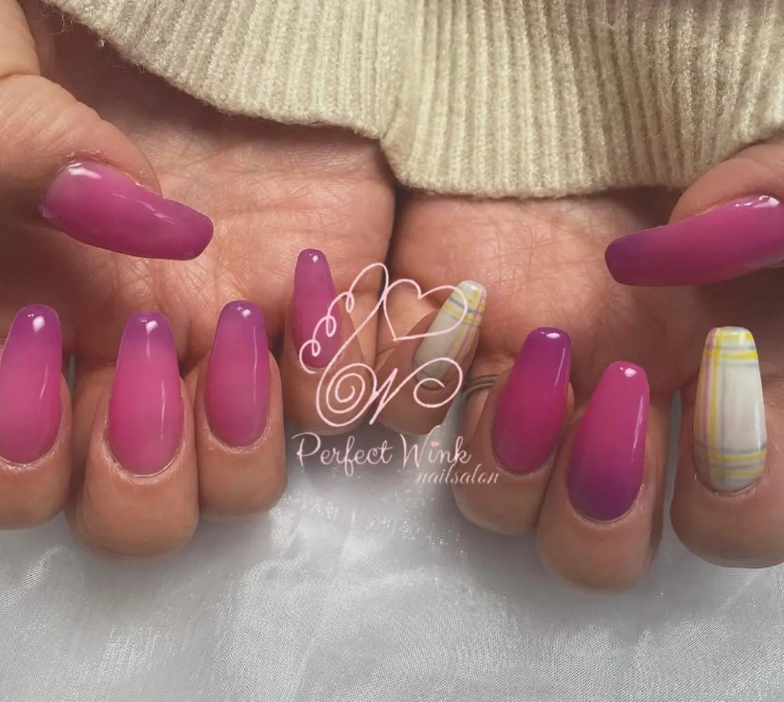 ネイル ピンク パープル 春ネイル ハンドネイル 💅Perfect Wink RUI🌈のネイルデザイン