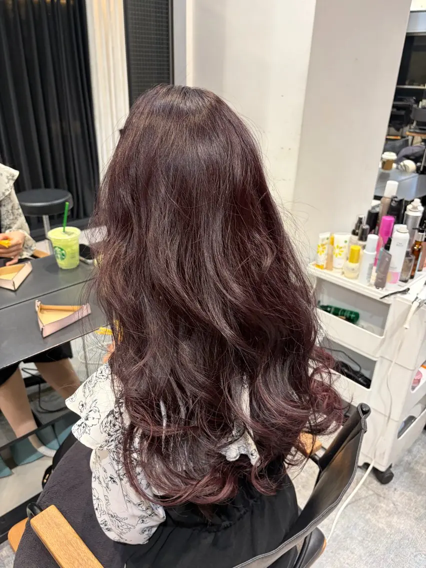ロング カラー ブラウンカラー レッドカラー レッドブラウン ヘアカラー ニシムラ アヤカのヘアスタイル