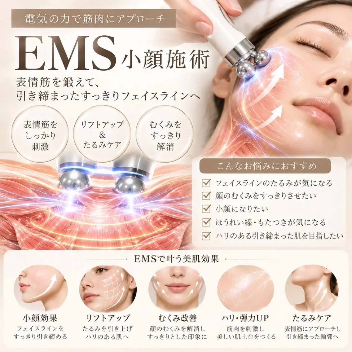 【フェイスライン集中◎EMS小顔ケア】理想のスッキリ小顔へ✨の写真