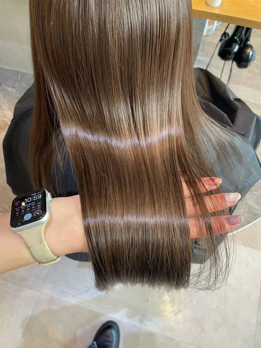 セミロング カラー カット ヘアカラー 💘韓国レイヤー上 品カラーruru💘のヘアスタイル