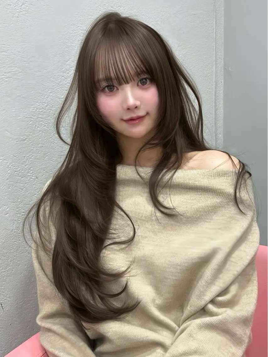 盛れる🩷前髪お顔周りカット✖️ケアカラー！【ロング料金頂きません♡】の写真