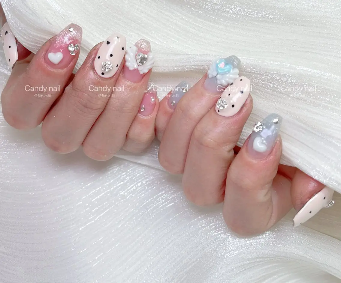 ネイル candy nail 韓国風ワンホンネイルのネイルデザイン