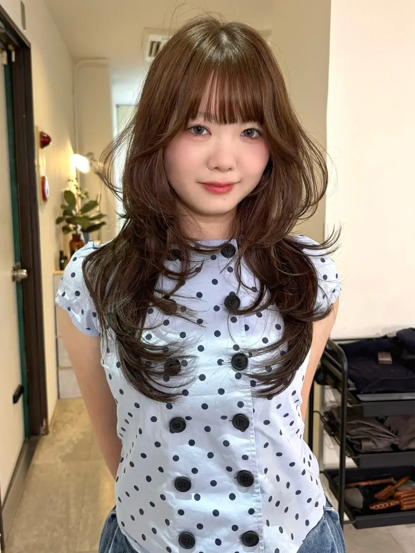 ロング カラー ブリーチ 透明感カラー ブリーチなしカラー カット ヘアカラー mizuki/ピンク ベージュ.レイヤーのヘアスタイル