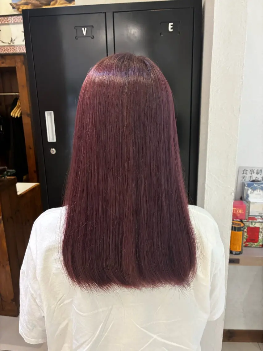 セミロング カラー レッドカラー ✂️髪質改善 ✂️しゅうやのヘアスタイル