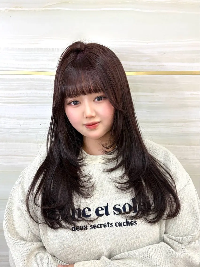 ロング カラー カット ヘアカラー 🩶鈴木茉奈🩶艶髪 /透明感/暖色カラーのヘアスタイル