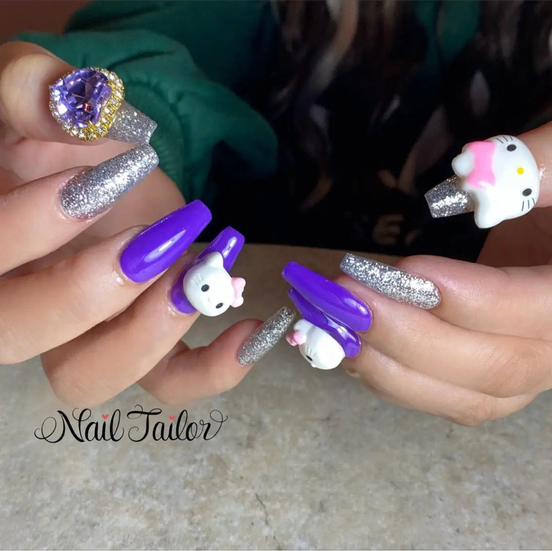 ネイル 長さ出し ラメ(グリッター) ロングネイル 持ち込み ワンカラーネイル NailTailor ネイルテイラーのネイルデザイン