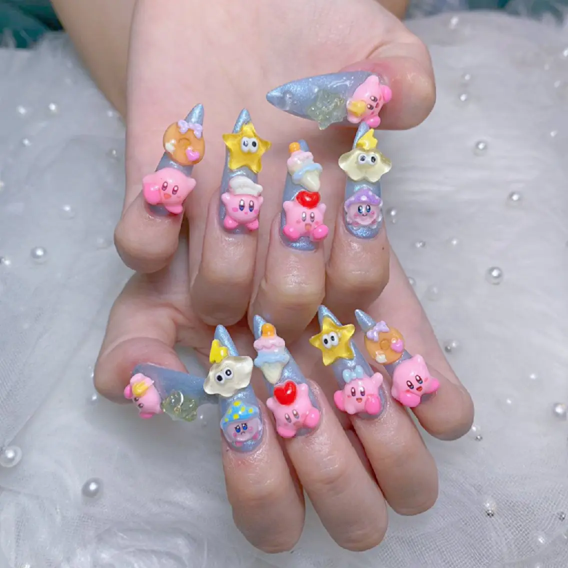 ネイル オーロラネイル キラキラネイル 大理石ネイル(マーブル) スカルプネイル 春ネイル ハンドネイル princess スカルプ専門店のネイルデザイン