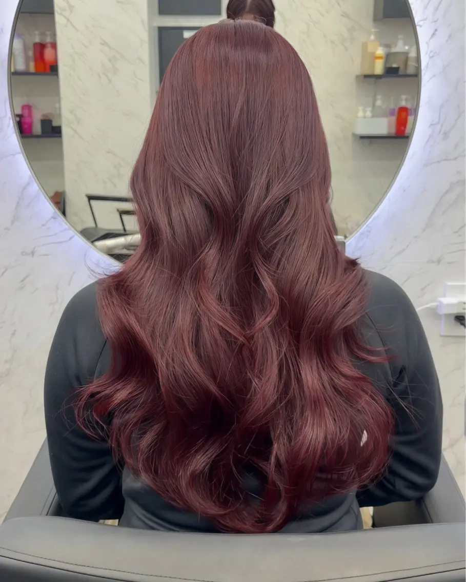 ロング カラー ブリーチ ダブルカラー ブリーチなしカラー レッドカラー 遠藤沙也加 /レイヤーカットのヘアスタイル