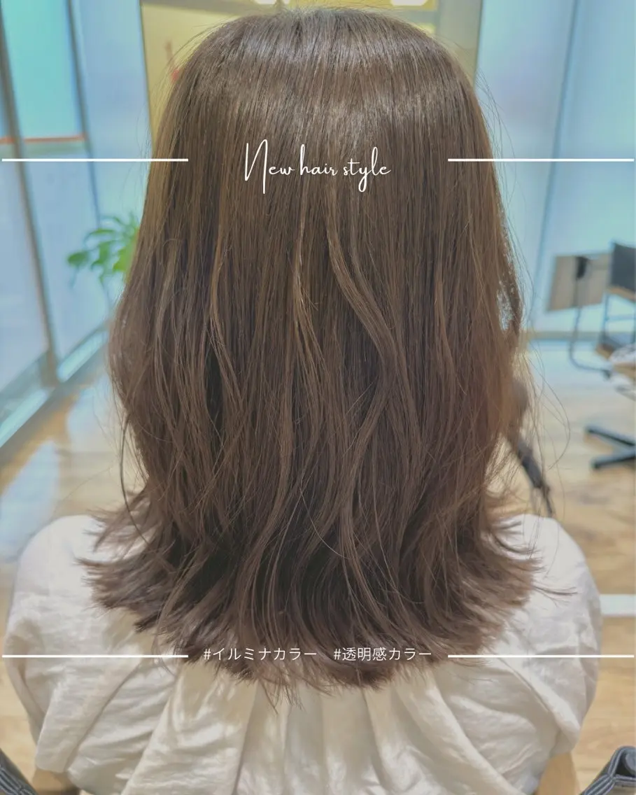 ミディアム カラー ベージュカラー イルミナカラー 平井 麗奈のヘアスタイル