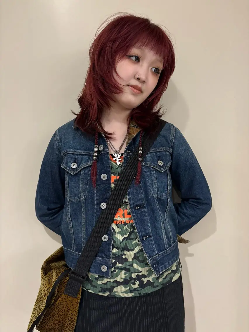 ミディアム カラー ブリーチ ダブルカラー ブリーチなしカラー ハッシュカット 大須美容室 /torch/みわのヘアスタイル
