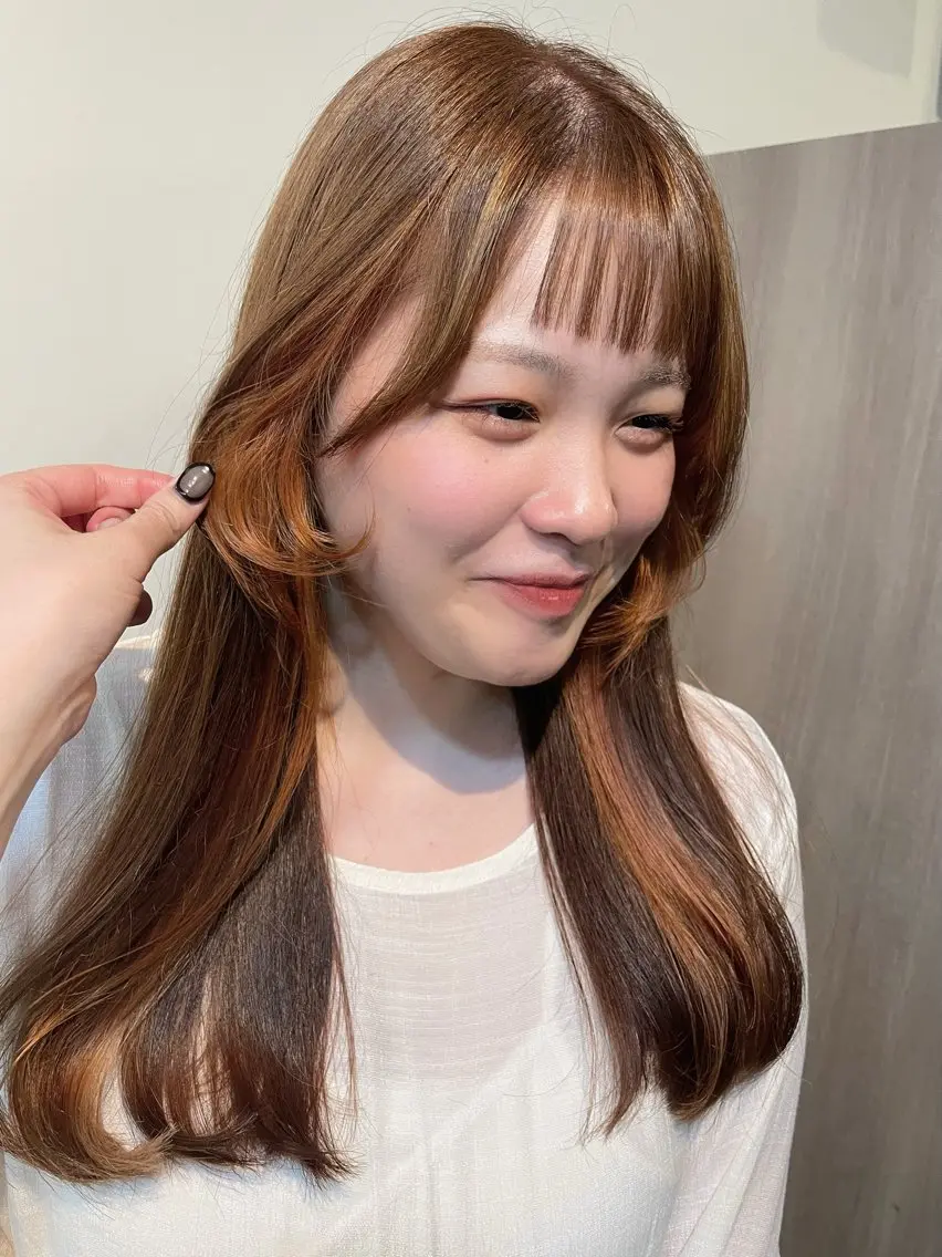 ロング カラー ベージュカラー オレンジ ヘアカラー sherry/R 三川町　川口真里奈のヘアスタイル