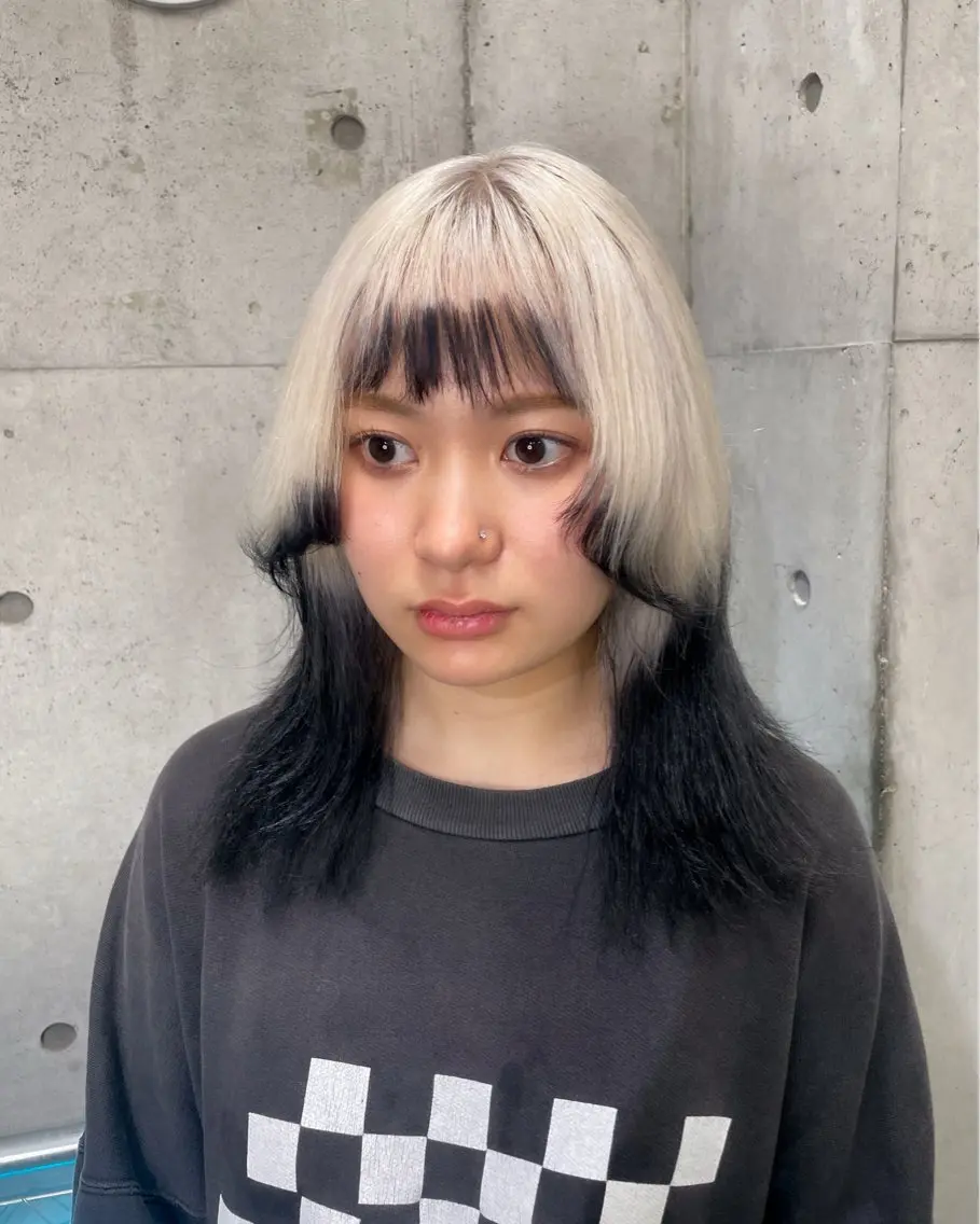 ミディアム ヘアカラー ハイトーン/ブリーチ /ウルフ⛓️MAKIのヘアスタイル
