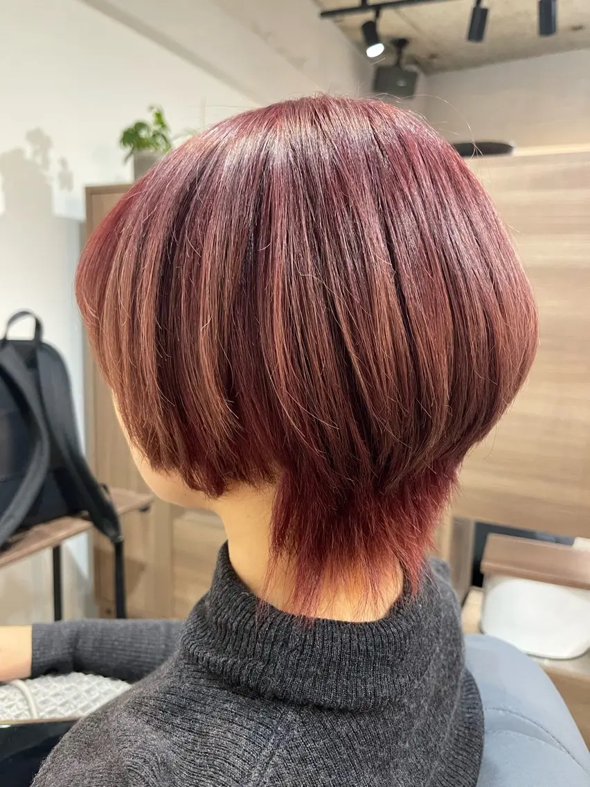 ショート ピンクブラウン 林 亮太のヘアスタイル