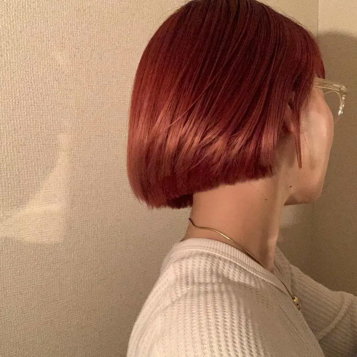 ミディアム カラー オレンジ ピンクカラー ボブ Yuki☺︎パーマ レイヤーカットのヘアスタイル