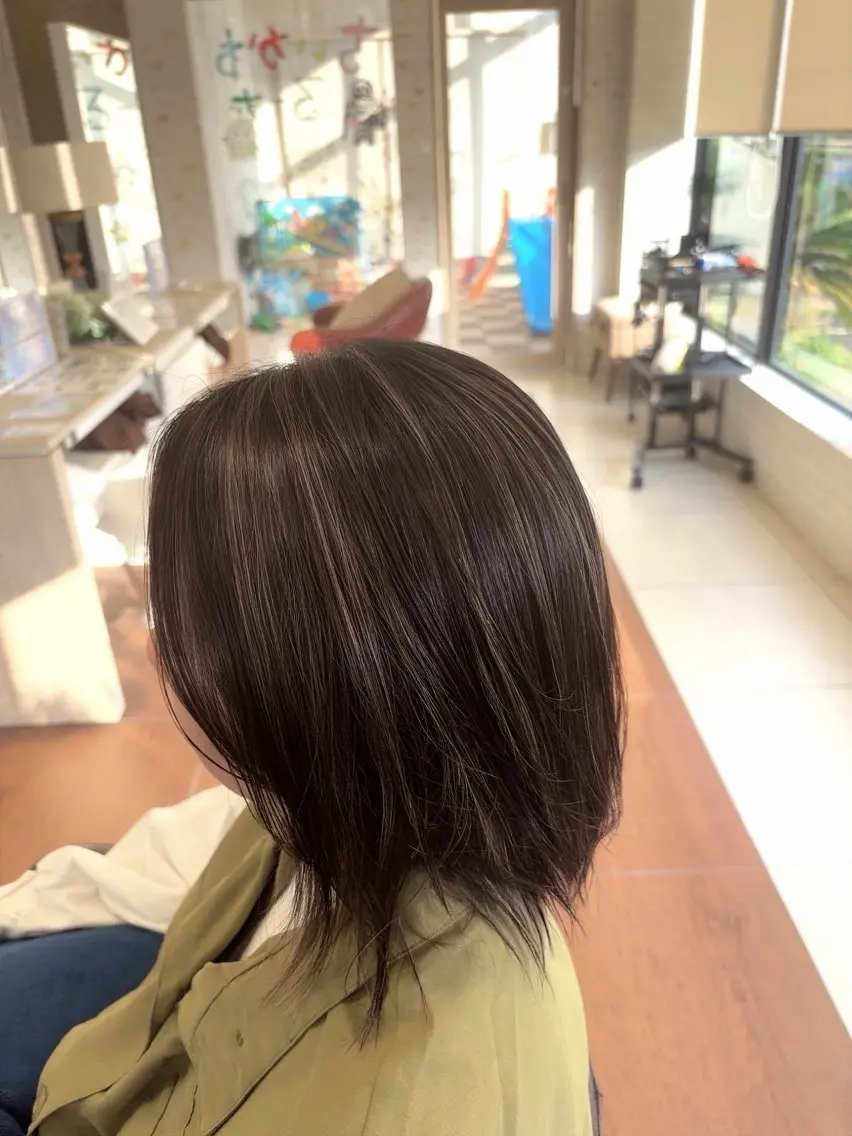 セミロング ハイライト ヘアカラー 後藤 悠紀のヘアスタイル