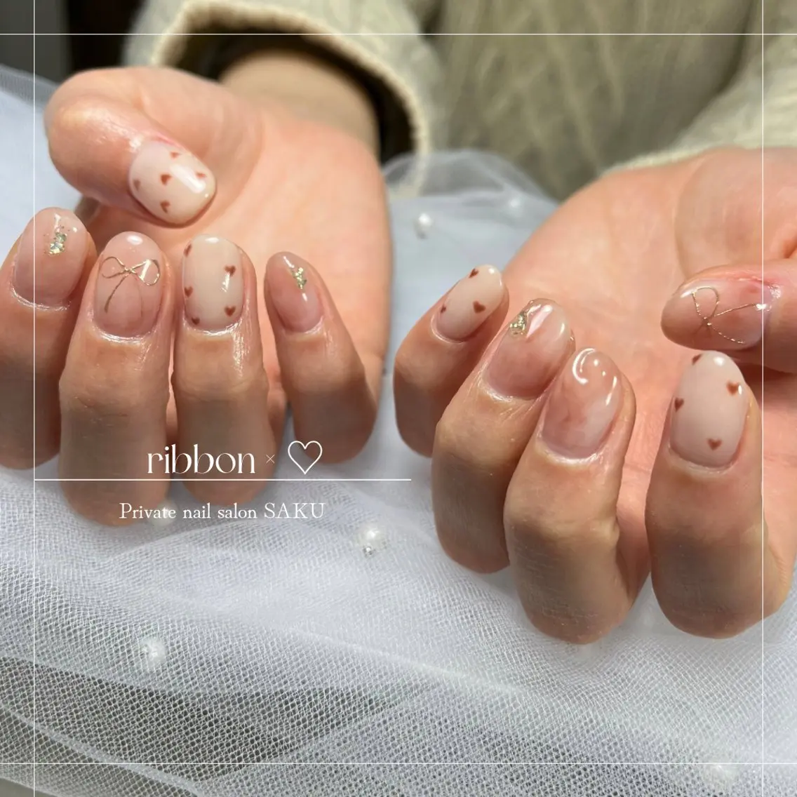 ネイル バレンタイン ハンドネイル SAKU nail 作島茜のネイルデザイン
