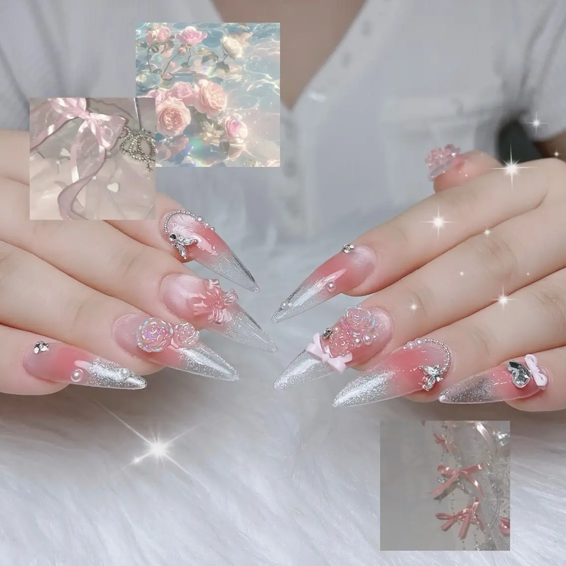 ネイル オーロラネイル ボルドー ブラウン 氷ネイル・うるうるネイル キラキラネイル ハンドネイル Sora  Nail 長さ出し専門店のネイルデザイン