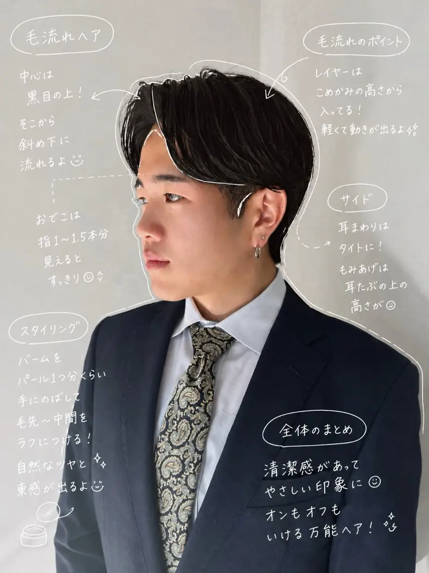 ミディアム メンズ カット 【毛流れヘア】 人気No.1/ユウキのヘアスタイル