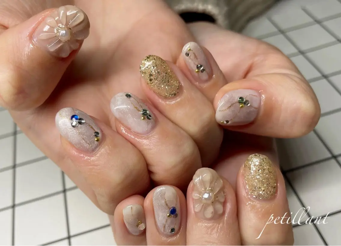 ネイル アートネイル 成人式 nail salon petillantのネイルデザイン