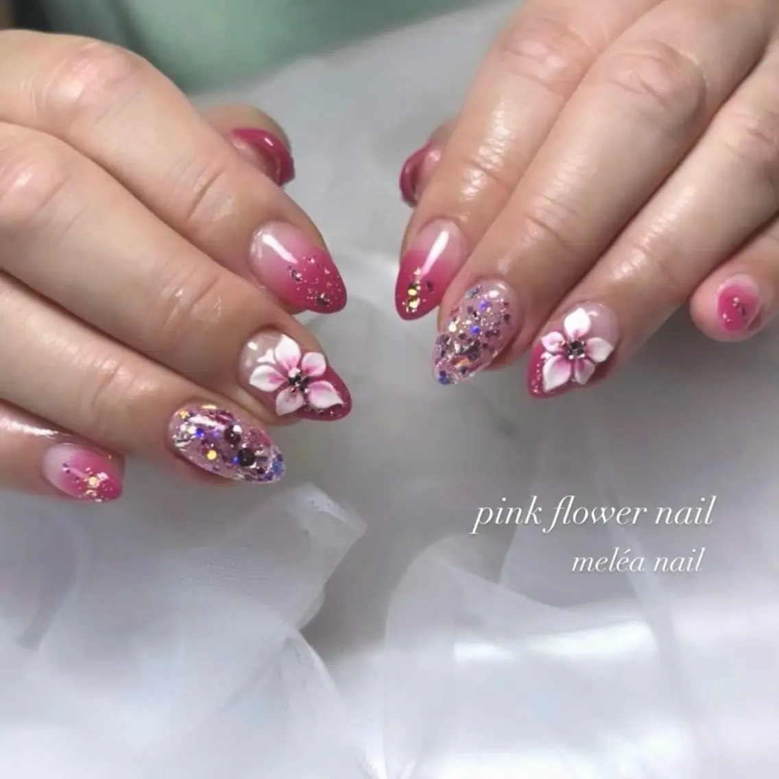 ネイル フラワーネイル グラデーション miho meléanailのネイルデザイン